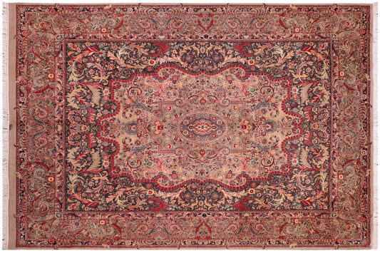 handmade Traditional Afridi Green Lt. Green Hand Knotted RECTANGLE 100% WOOL area rug 9x12