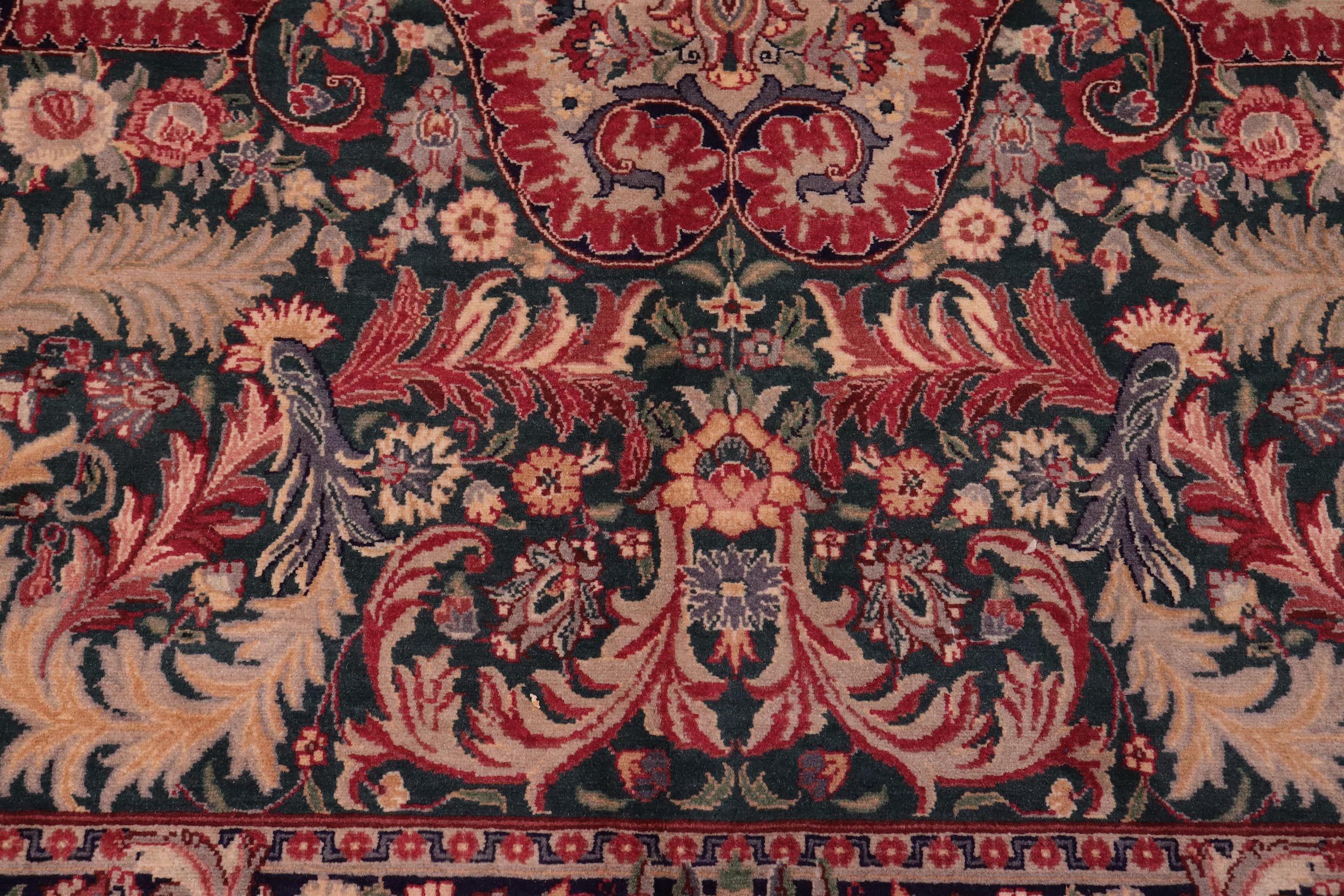 handmade Traditional Afridi Green Lt. Green Hand Knotted RECTANGLE 100% WOOL area rug 9x12