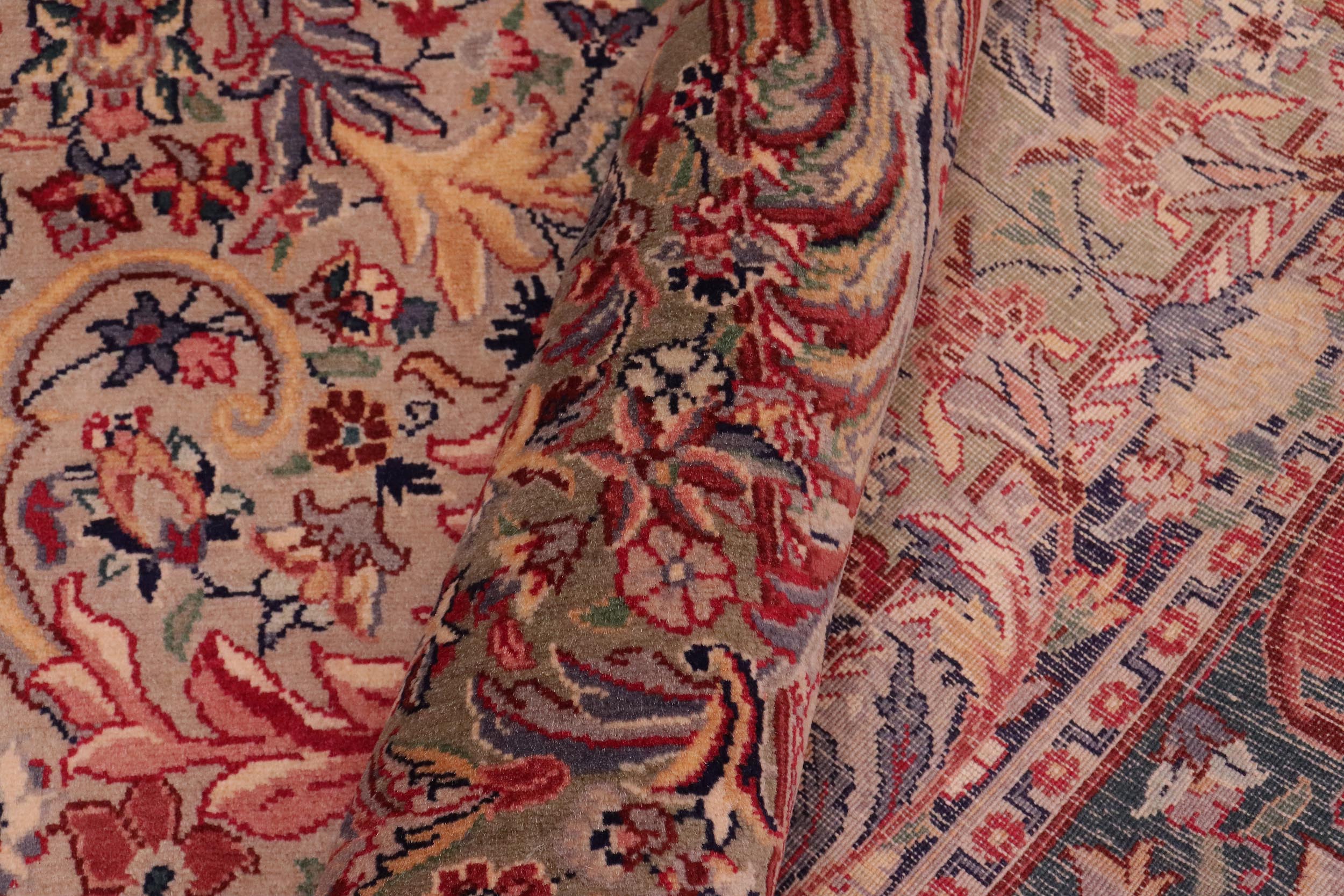 handmade Traditional Afridi Green Lt. Green Hand Knotted RECTANGLE 100% WOOL area rug 9x12