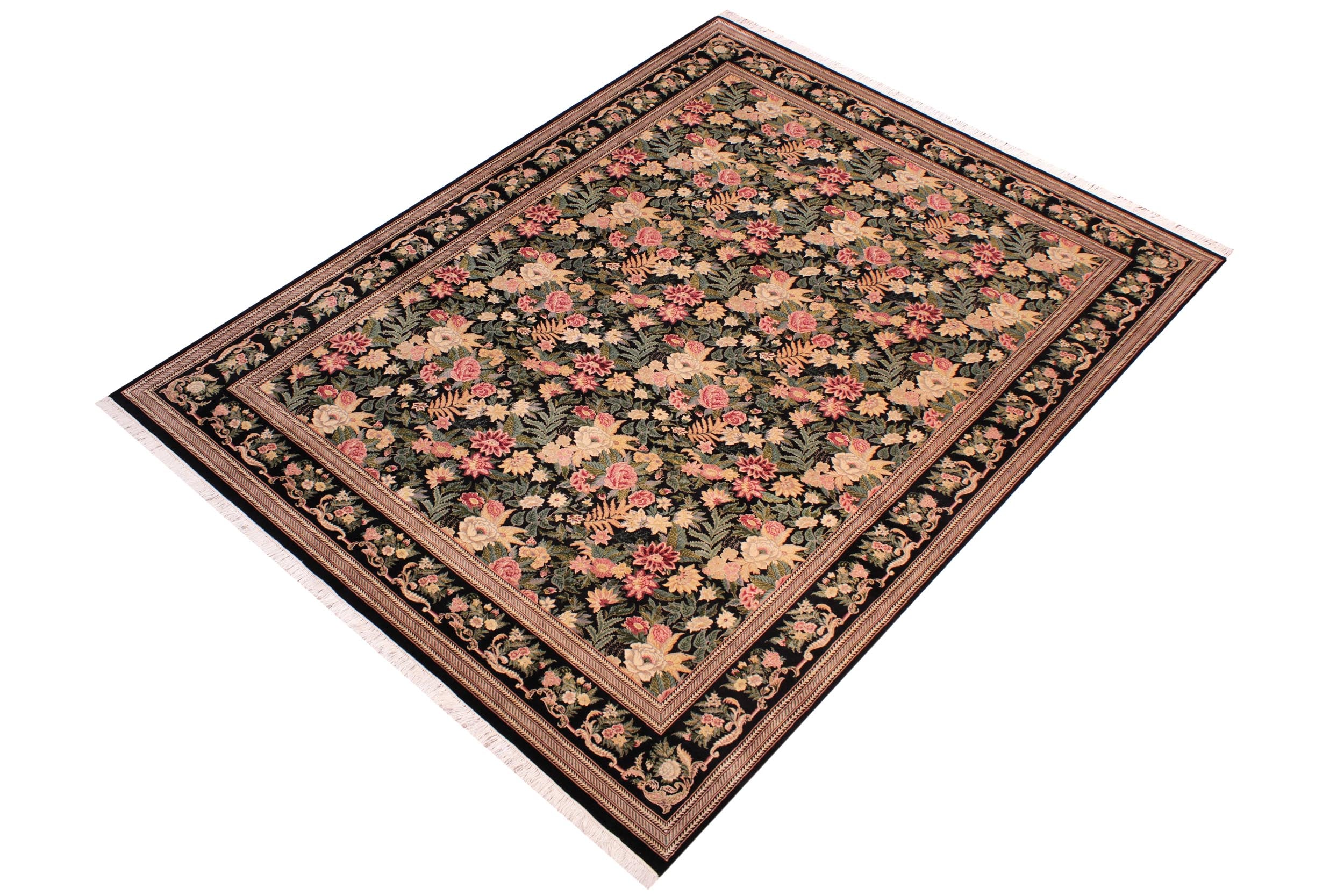 handmade Transitional David Black Black Hand Knotted RECTANGLE 100% WOOL area rug 9x12