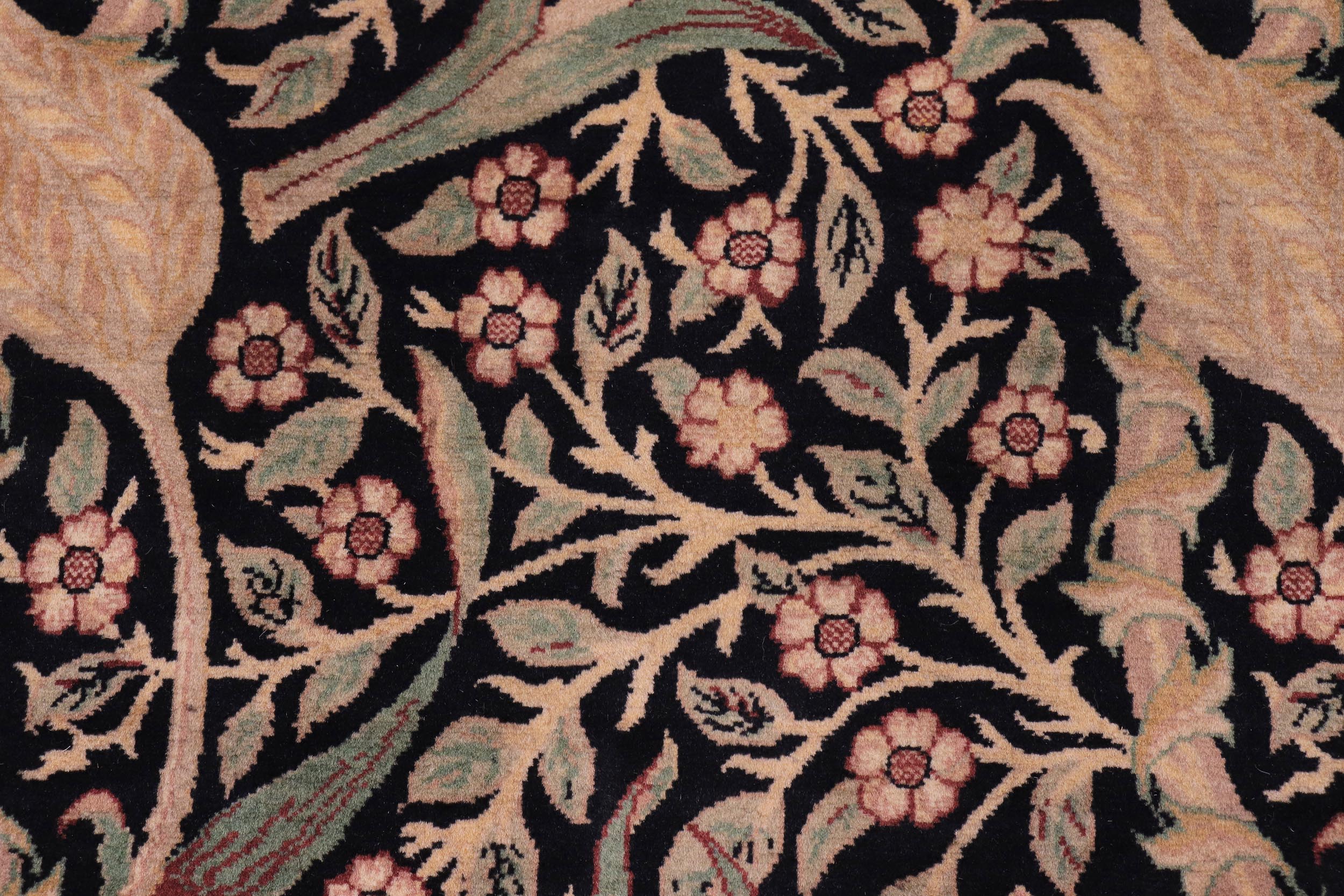 handmade Transitional Dafodils Black Tan Hand Knotted RECTANGLE 100% WOOL area rug 9x12