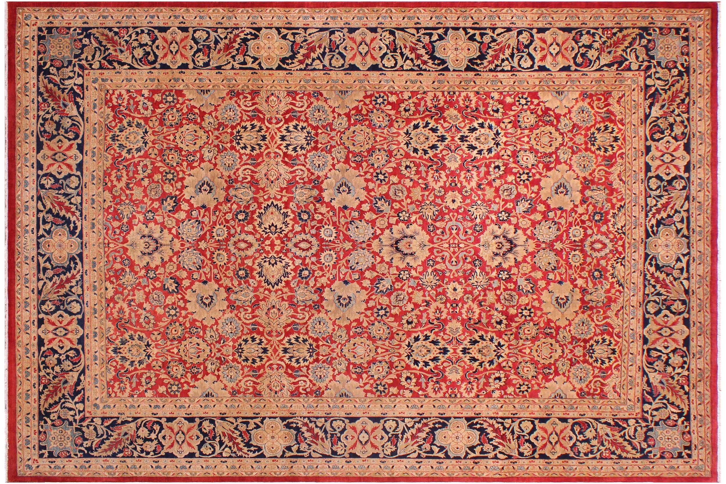 handmade Transitional Mahal Red Blue Hand Knotted RECTANGLE 100% WOOL area rug 9 x 12
