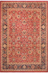 Traditional Mahal Brinda Red Blue Hand Knotted Area rugs 9 x 12