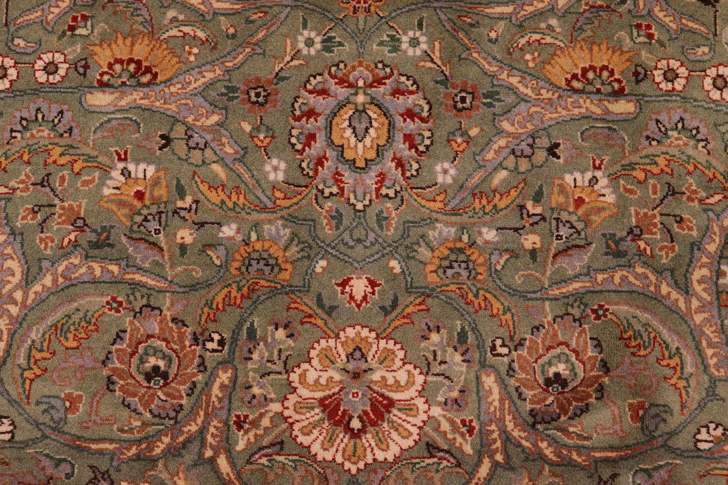 handmade Traditional Regular Lt. Green Ivory Hand Knotted RECTANGLE 100% WOOL area rug 9x12