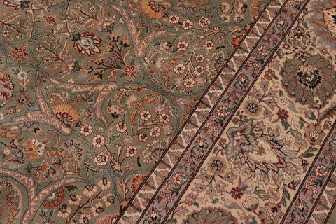 handmade Traditional Regular Lt. Green Ivory Hand Knotted RECTANGLE 100% WOOL area rug 9x12