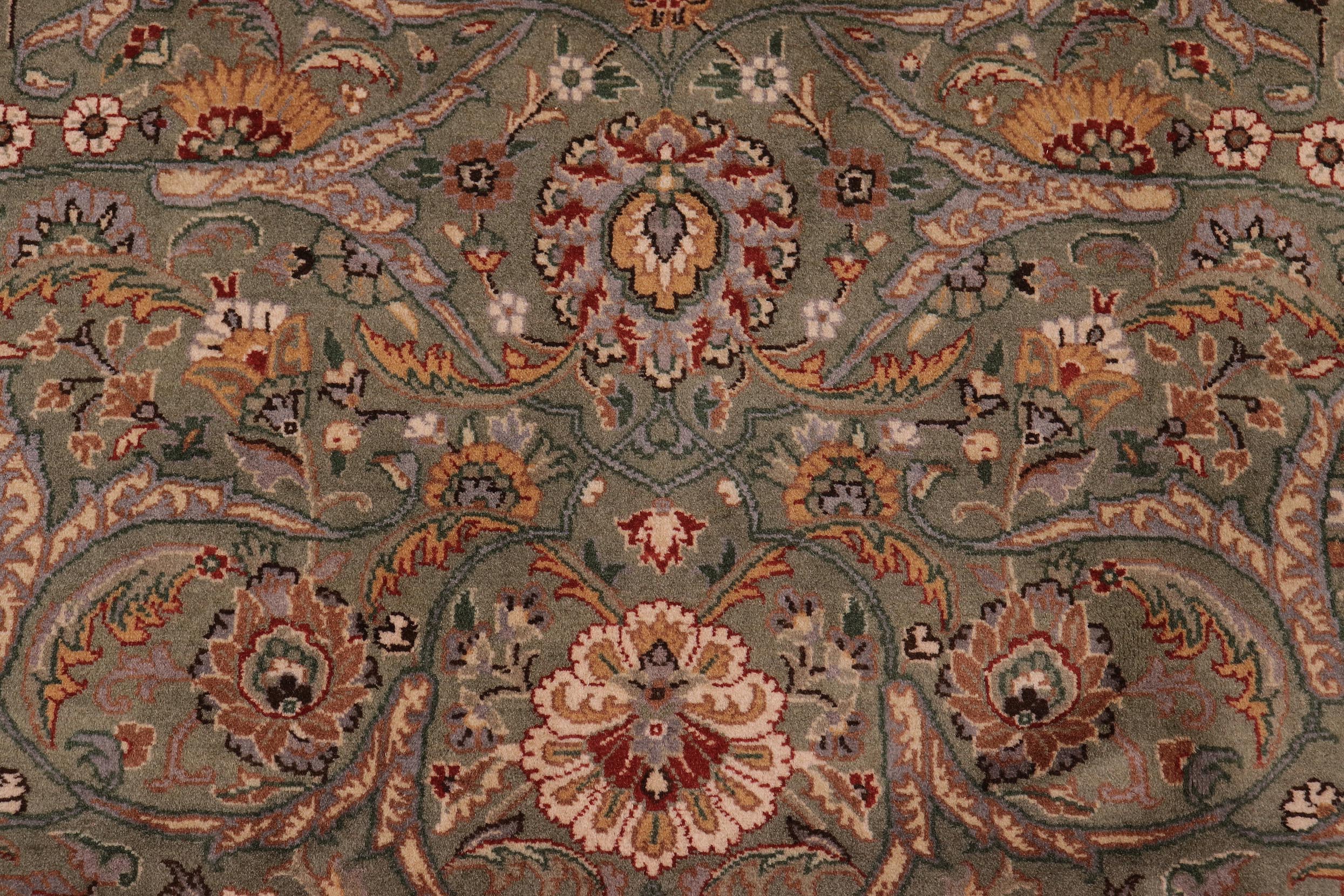 handmade Traditional Regular Lt. Green Ivory Hand Knotted RECTANGLE 100% WOOL area rug 9x12