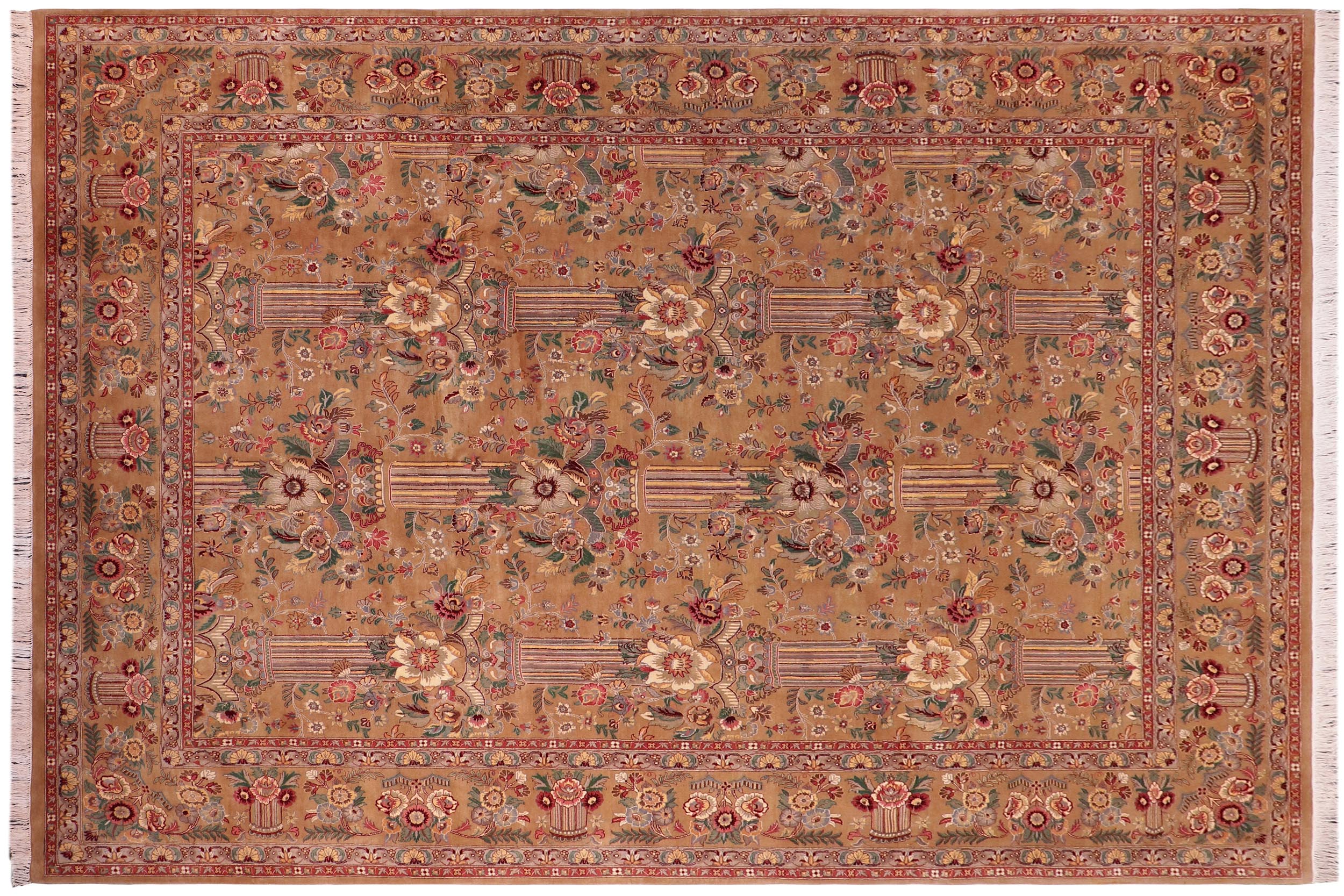 handmade Transitional Pupo Tan Tan Hand Knotted RECTANGLE 100% WOOL area rug 9x12