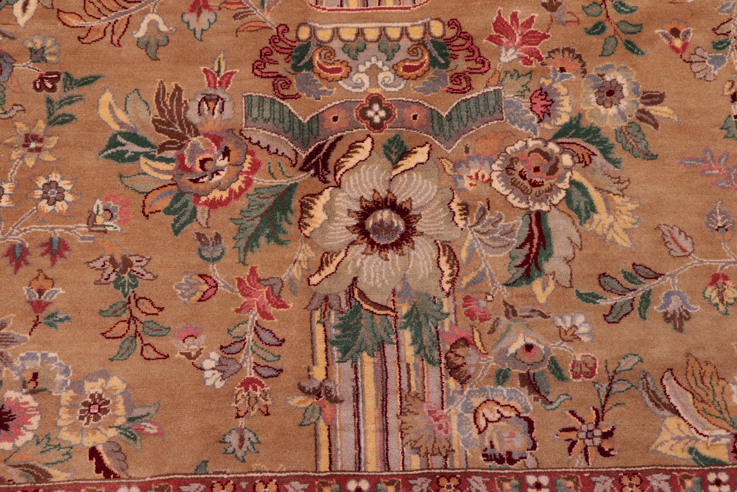 handmade Transitional Pupo Tan Tan Hand Knotted RECTANGLE 100% WOOL area rug 9x12