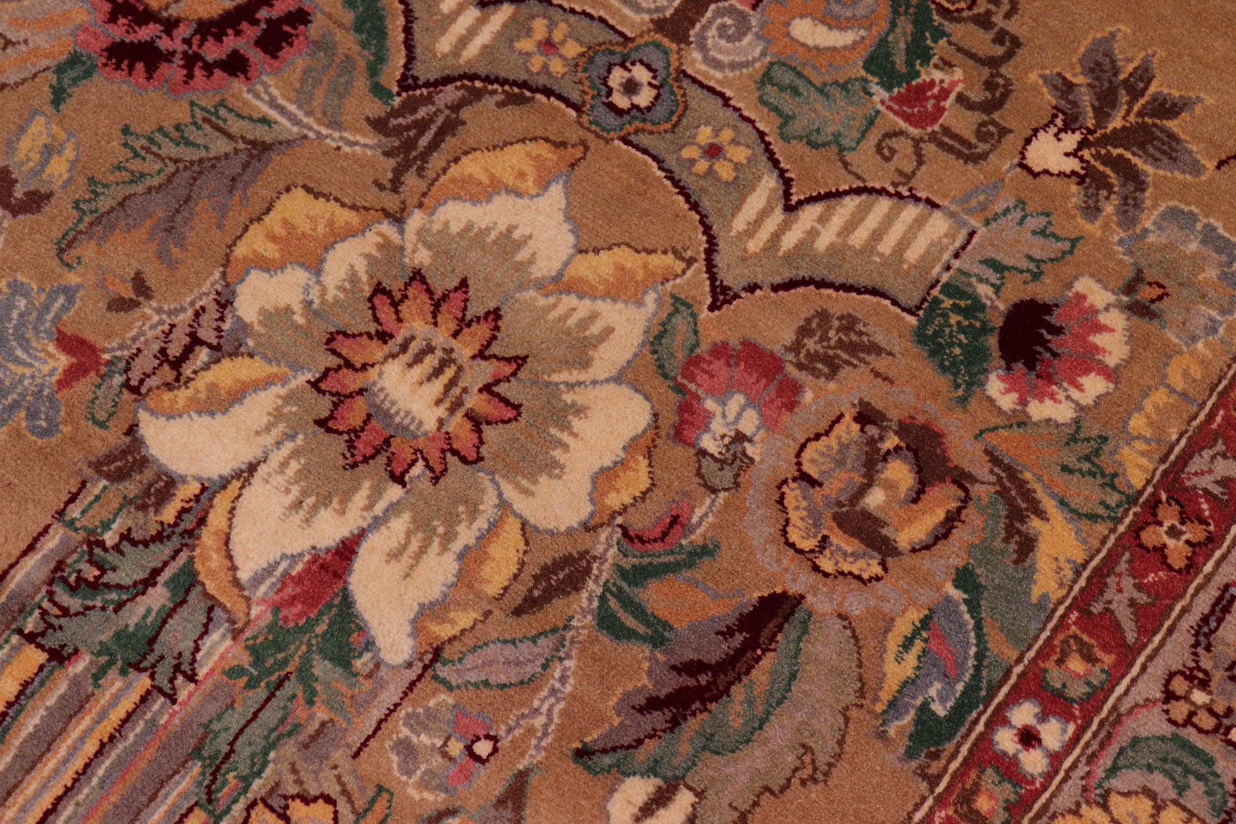 handmade Transitional Pupo Tan Tan Hand Knotted RECTANGLE 100% WOOL area rug 9x12