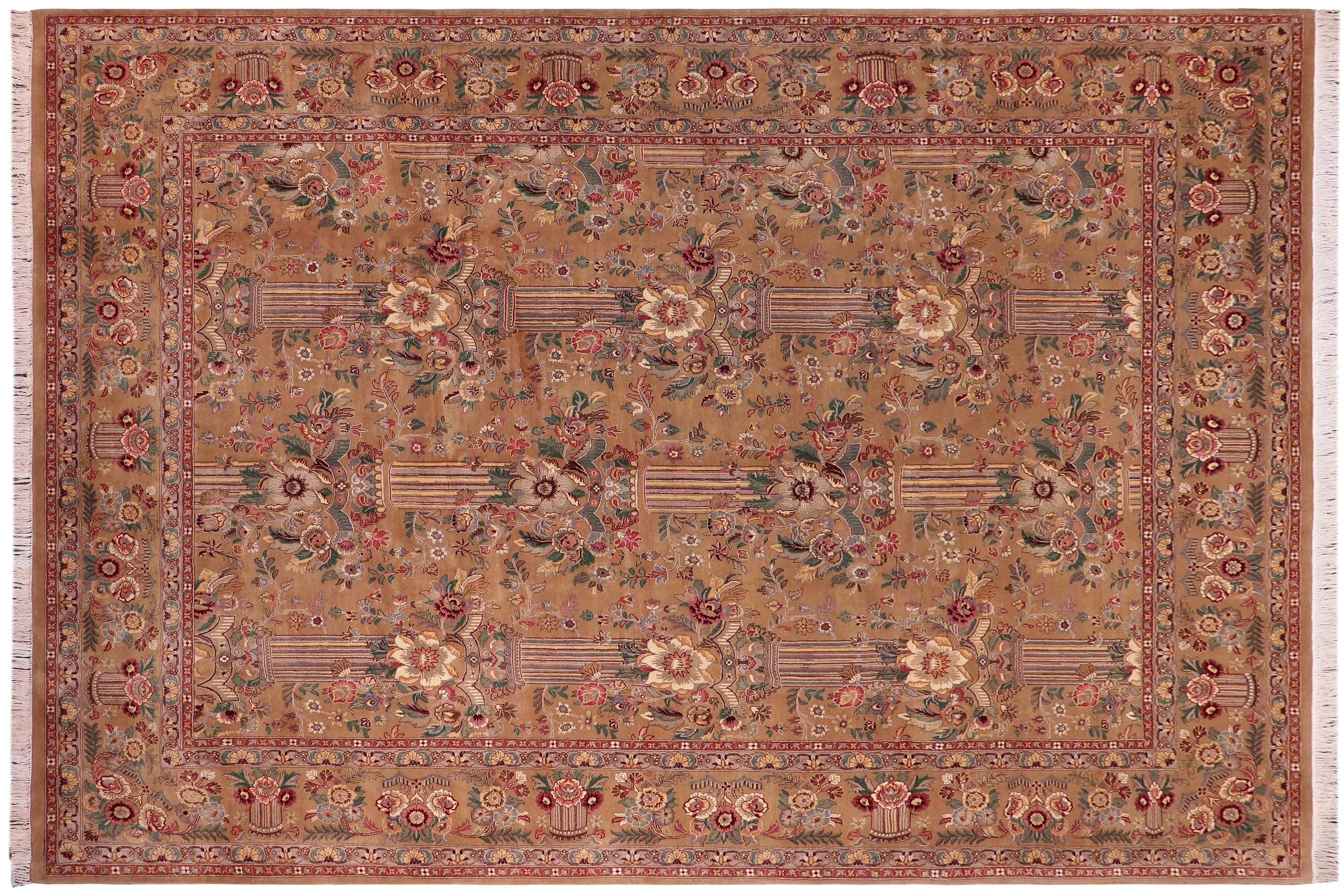 handmade Transitional Pupo Tan Tan Hand Knotted RECTANGLE 100% WOOL area rug 9x12