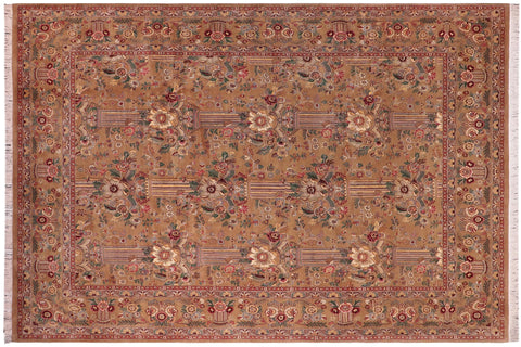 handmade Transitional Pupo Tan Tan Hand Knotted RECTANGLE 100% WOOL area rug 9x12