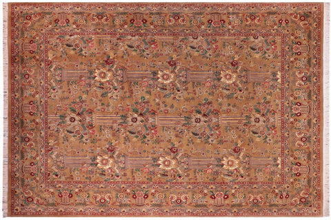 handmade Transitional Pupo Tan Tan Hand Knotted RECTANGLE 100% WOOL area rug 9x12