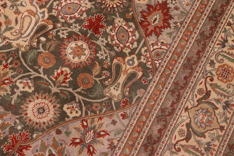 handmade Traditional Tabriz Green Lt. Tan Hand Knotted RECTANGLE 100% WOOL area rug 9x12