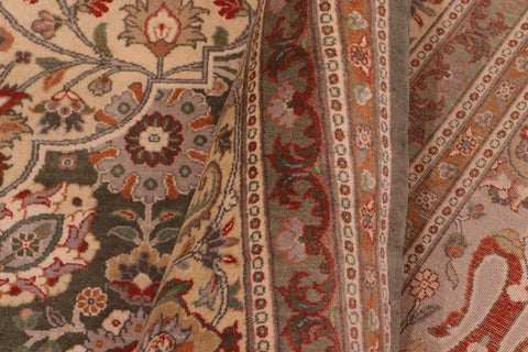 handmade Traditional Tabriz Green Lt. Tan Hand Knotted RECTANGLE 100% WOOL area rug 9x12