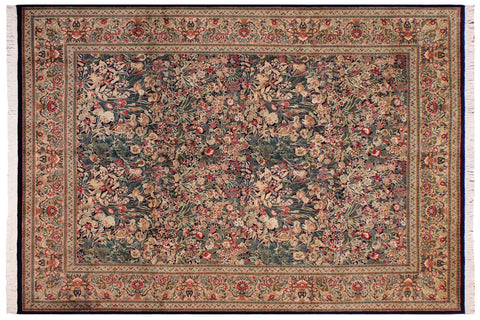 handmade Transitional Inkalab Blue Gold Hand Knotted RECTANGLE 100% WOOL area rug 9x12