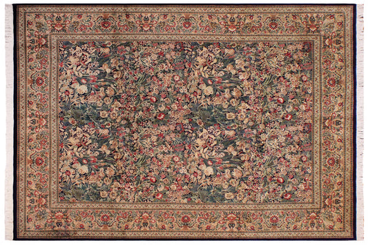 handmade Transitional Inkalab Blue Gold Hand Knotted RECTANGLE 100% WOOL area rug 9x12