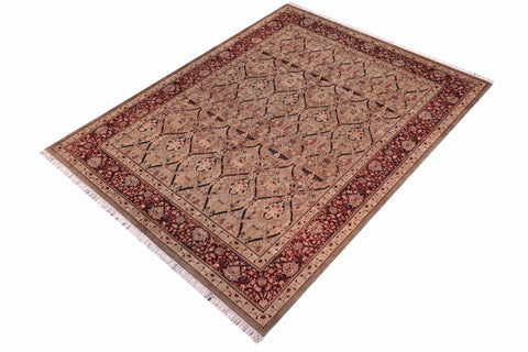 handmade Transitional Mujahid Green Red Hand Knotted RECTANGLE 100% WOOL area rug 9x12