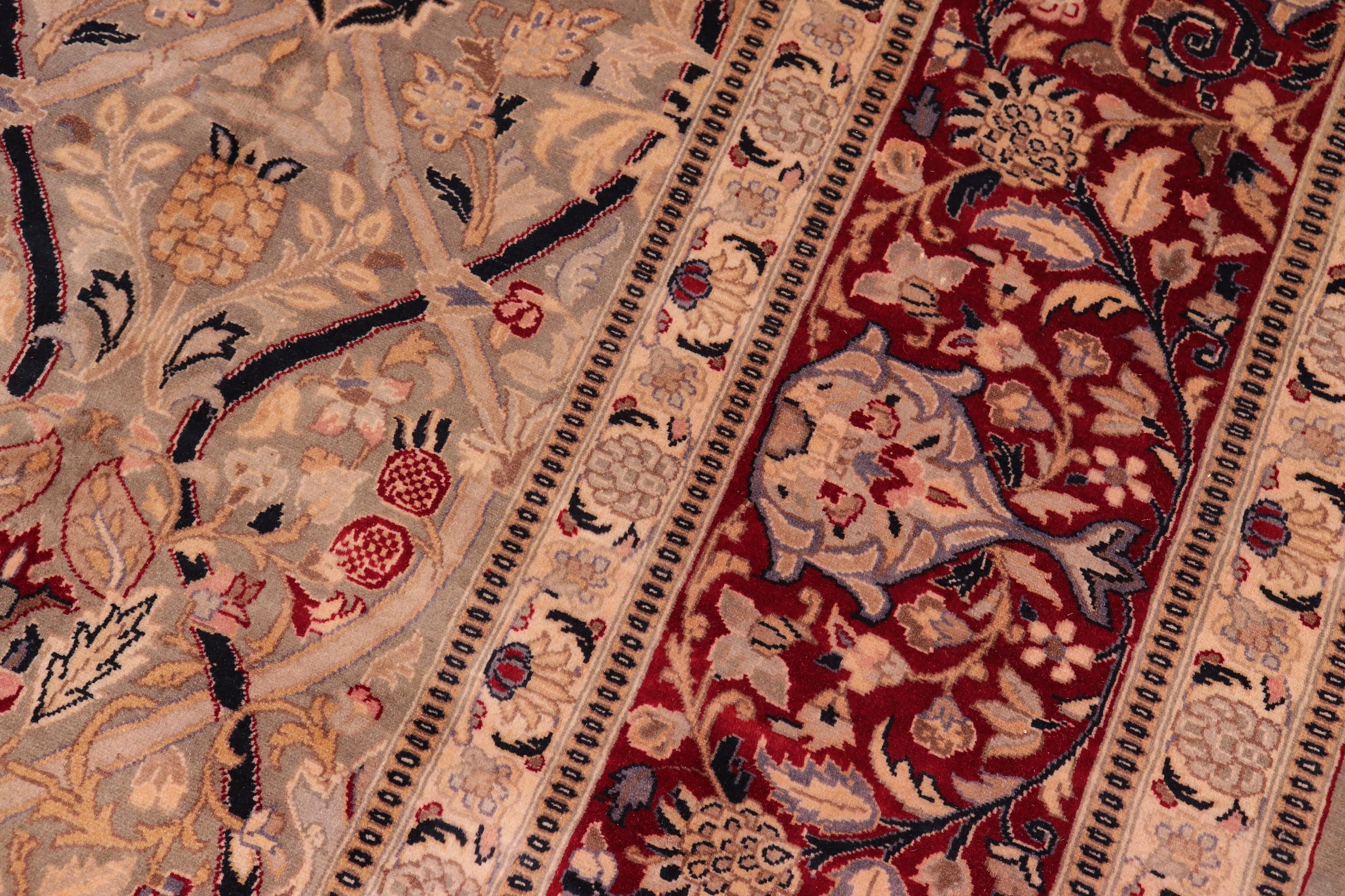 handmade Transitional Mujahid Green Red Hand Knotted RECTANGLE 100% WOOL area rug 9x12