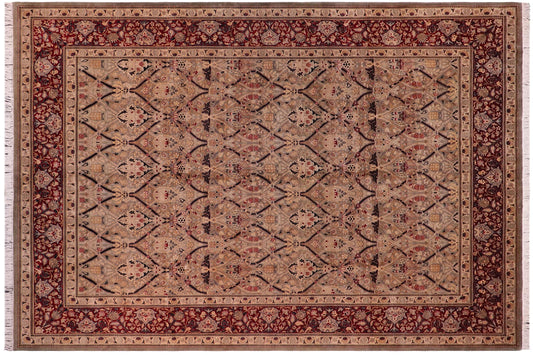 handmade Transitional Mujahid Green Red Hand Knotted RECTANGLE 100% WOOL area rug 9x12