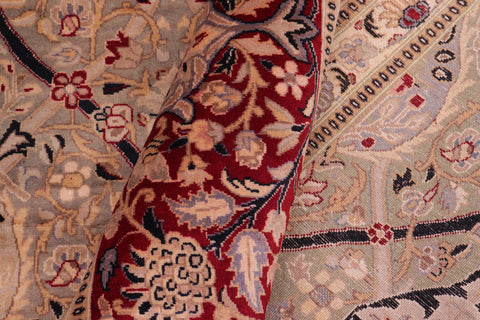 handmade Transitional Mujahid Green Red Hand Knotted RECTANGLE 100% WOOL area rug 9x12