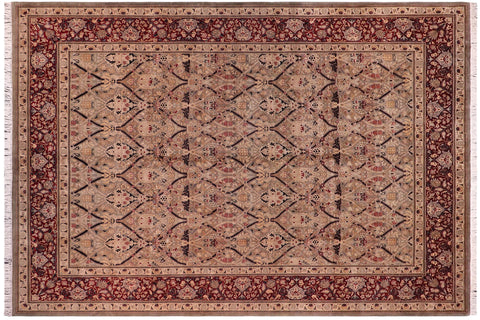 handmade Transitional Mujahid Green Red Hand Knotted RECTANGLE 100% WOOL area rug 9x12