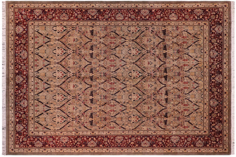 handmade Transitional Mujahid Green Red Hand Knotted RECTANGLE 100% WOOL area rug 9x12