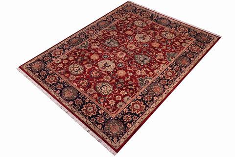 handmade Traditional Lahore Red Blue Hand Knotted RECTANGLE 100% WOOL area rug 9x12