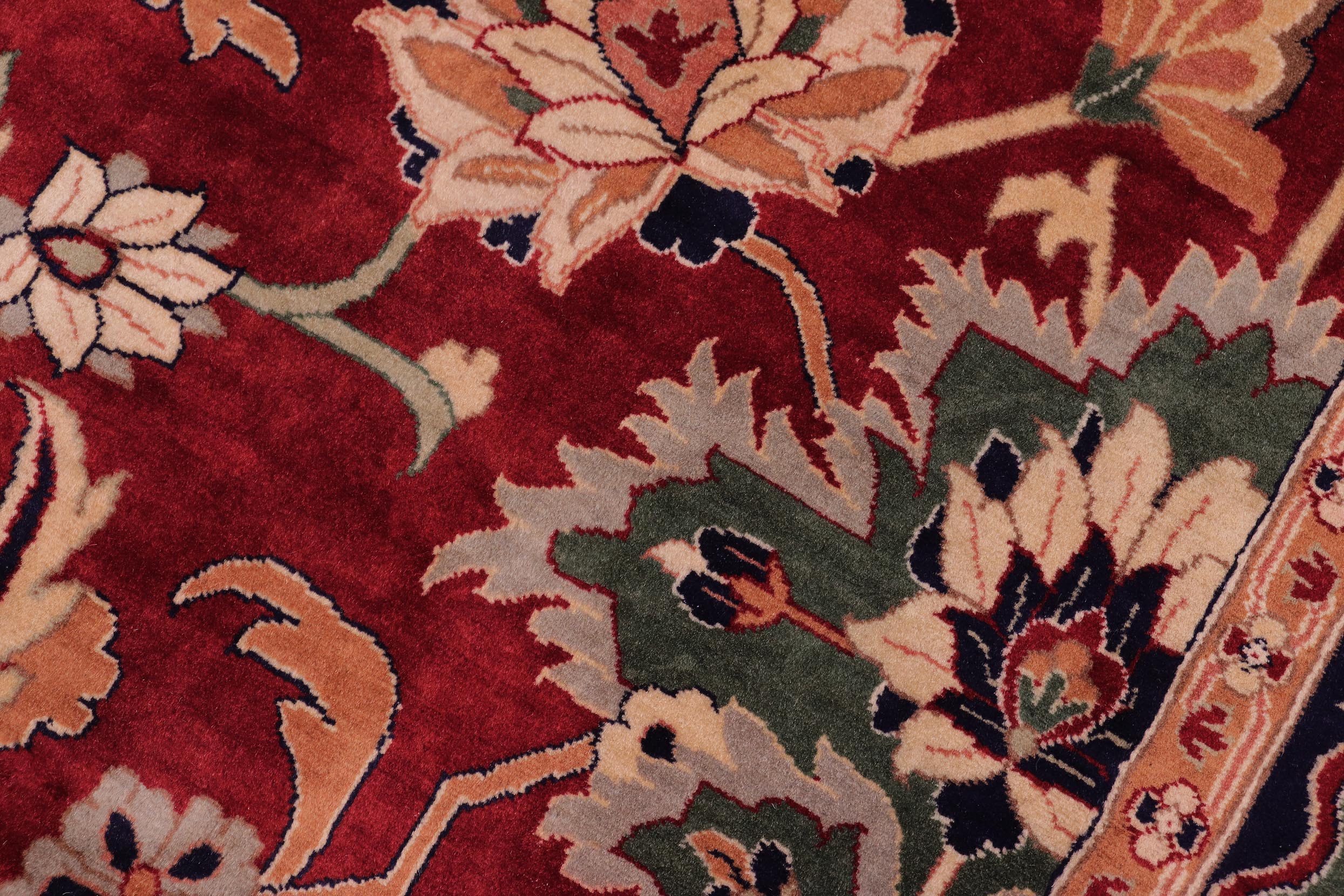 handmade Traditional Lahore Red Blue Hand Knotted RECTANGLE 100% WOOL area rug 9x12