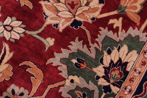 handmade Traditional Lahore Red Blue Hand Knotted RECTANGLE 100% WOOL area rug 9x12
