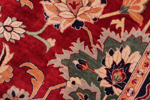 handmade Traditional Lahore Red Blue Hand Knotted RECTANGLE 100% WOOL area rug 9x12