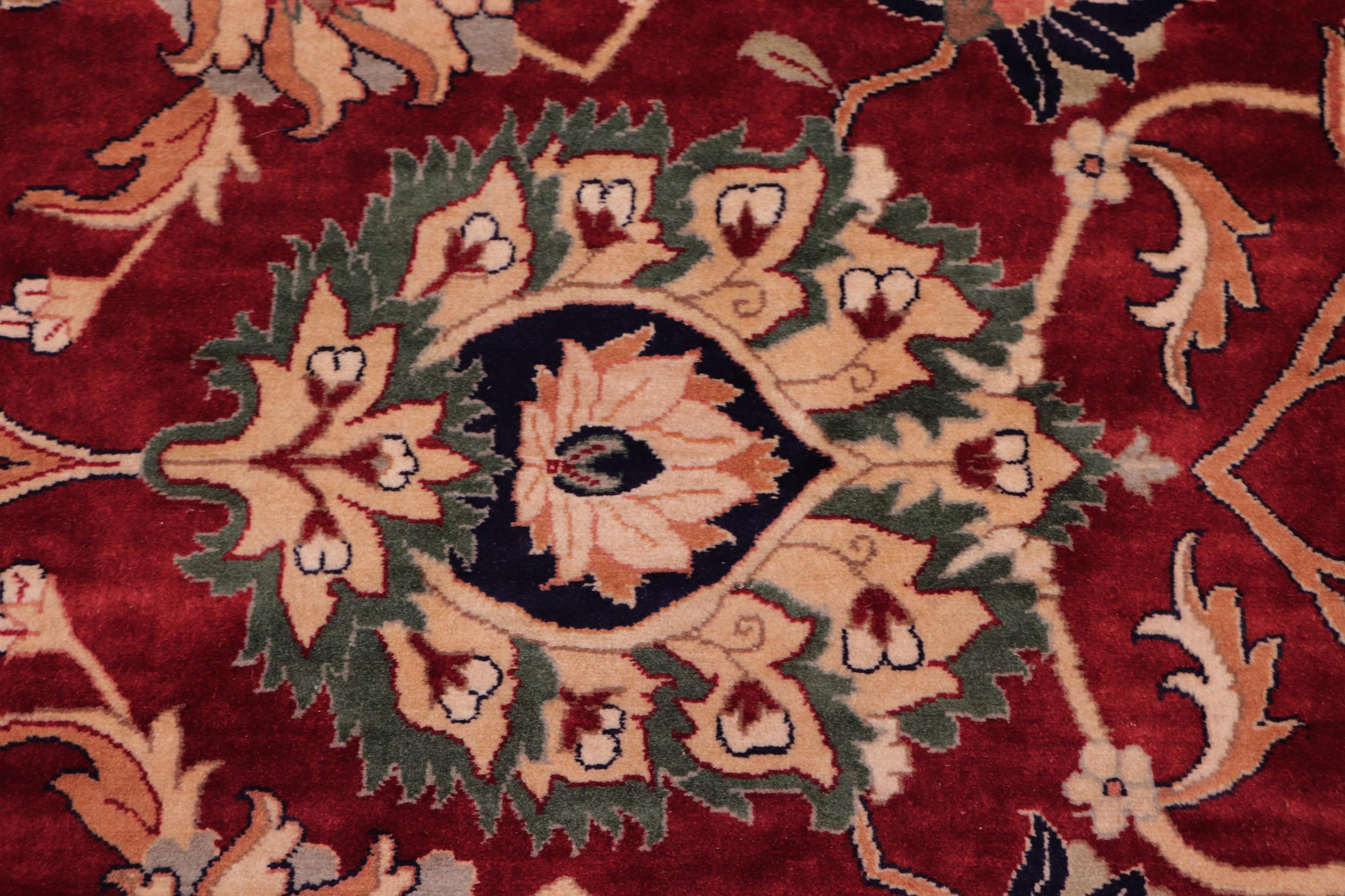 handmade Traditional Lahore Red Blue Hand Knotted RECTANGLE 100% WOOL area rug 9x12