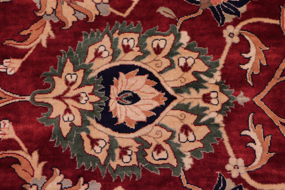 handmade Traditional Lahore Red Blue Hand Knotted RECTANGLE 100% WOOL area rug 9x12