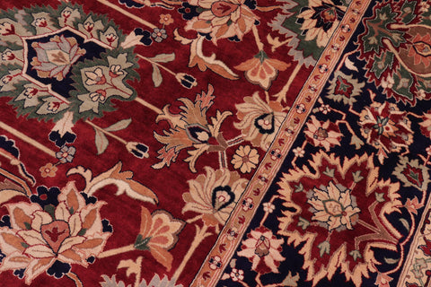 handmade Traditional Lahore Red Blue Hand Knotted RECTANGLE 100% WOOL area rug 9x12