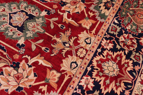 handmade Traditional Lahore Red Blue Hand Knotted RECTANGLE 100% WOOL area rug 9x12