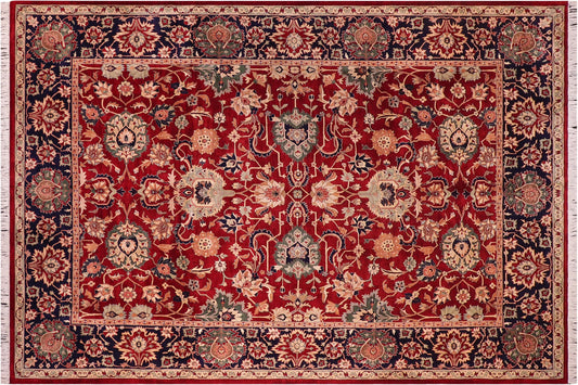 handmade Traditional Lahore Red Blue Hand Knotted RECTANGLE 100% WOOL area rug 9x12