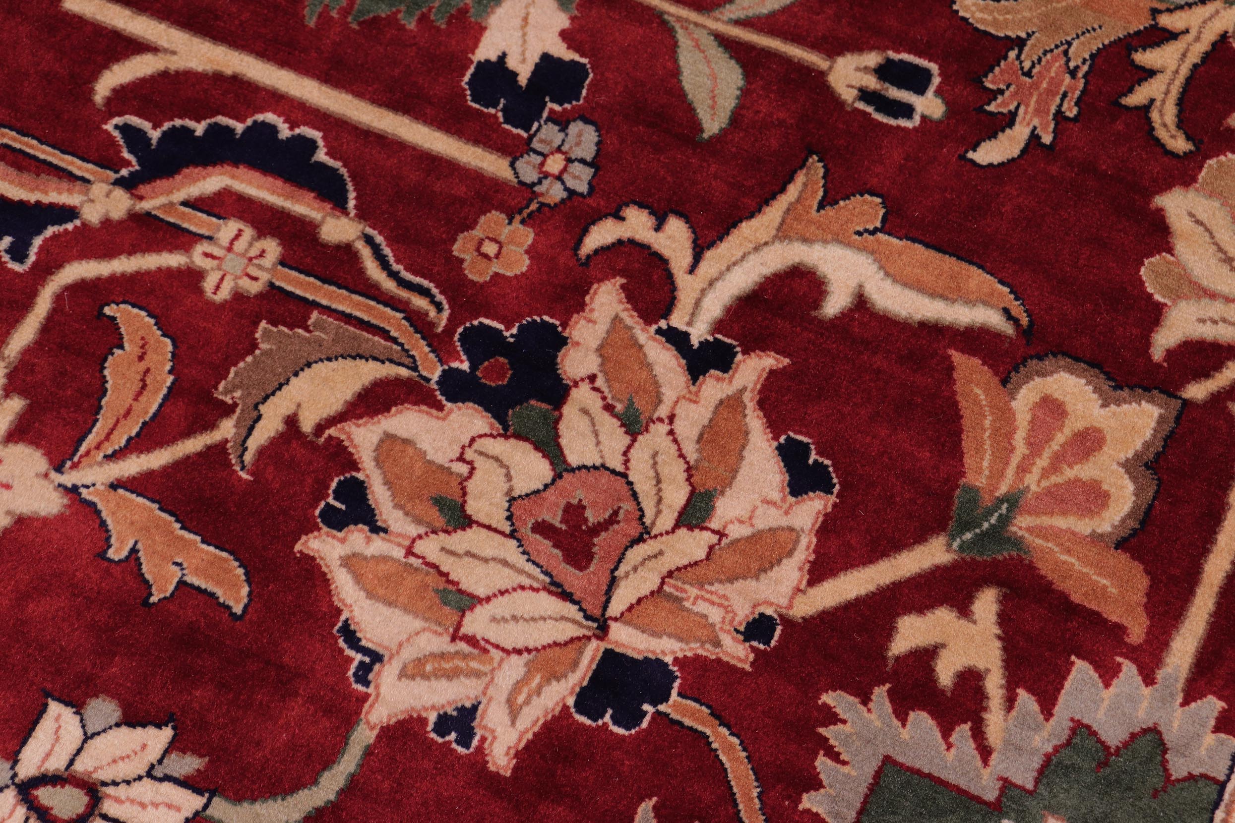handmade Traditional Lahore Red Blue Hand Knotted RECTANGLE 100% WOOL area rug 9x12