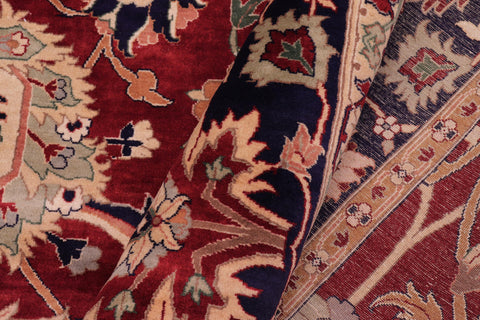 handmade Traditional Lahore Red Blue Hand Knotted RECTANGLE 100% WOOL area rug 9x12