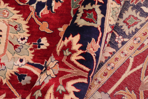 handmade Traditional Lahore Red Blue Hand Knotted RECTANGLE 100% WOOL area rug 9x12