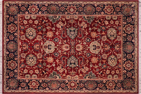 handmade Traditional Lahore Red Blue Hand Knotted RECTANGLE 100% WOOL area rug 9x12