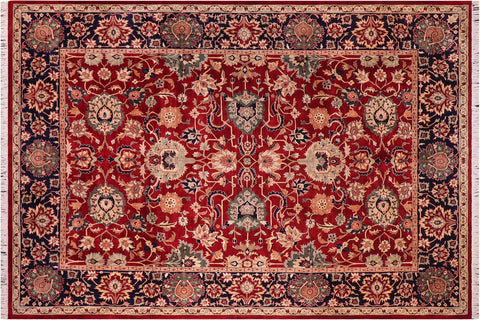 handmade Traditional Lahore Red Blue Hand Knotted RECTANGLE 100% WOOL area rug 9x12