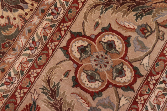 handmade Traditional Mehal Green Tan Hand Knotted RECTANGLE 100% WOOL area rug 9x12