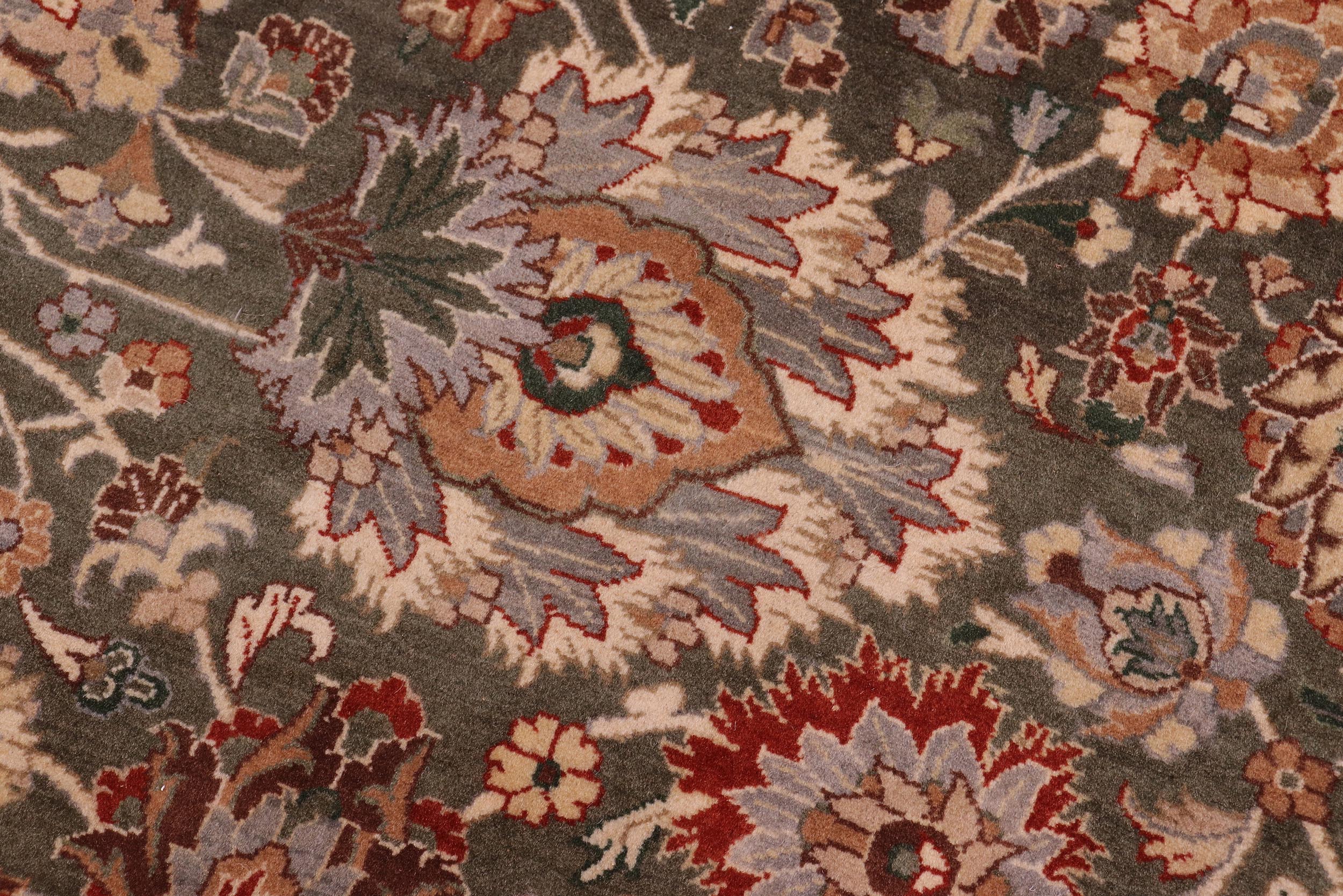 handmade Traditional Mehal Green Tan Hand Knotted RECTANGLE 100% WOOL area rug 9x12