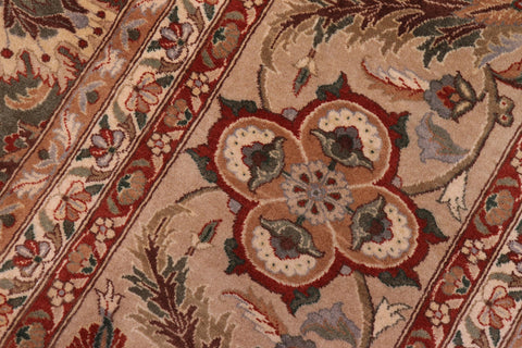 handmade Traditional Mehal Green Tan Hand Knotted RECTANGLE 100% WOOL area rug 9x12