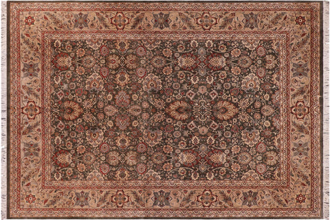 handmade Traditional Mehal Green Tan Hand Knotted RECTANGLE 100% WOOL area rug 9x12