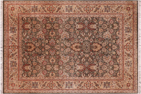 handmade Traditional Mehal Green Tan Hand Knotted RECTANGLE 100% WOOL area rug 9x12