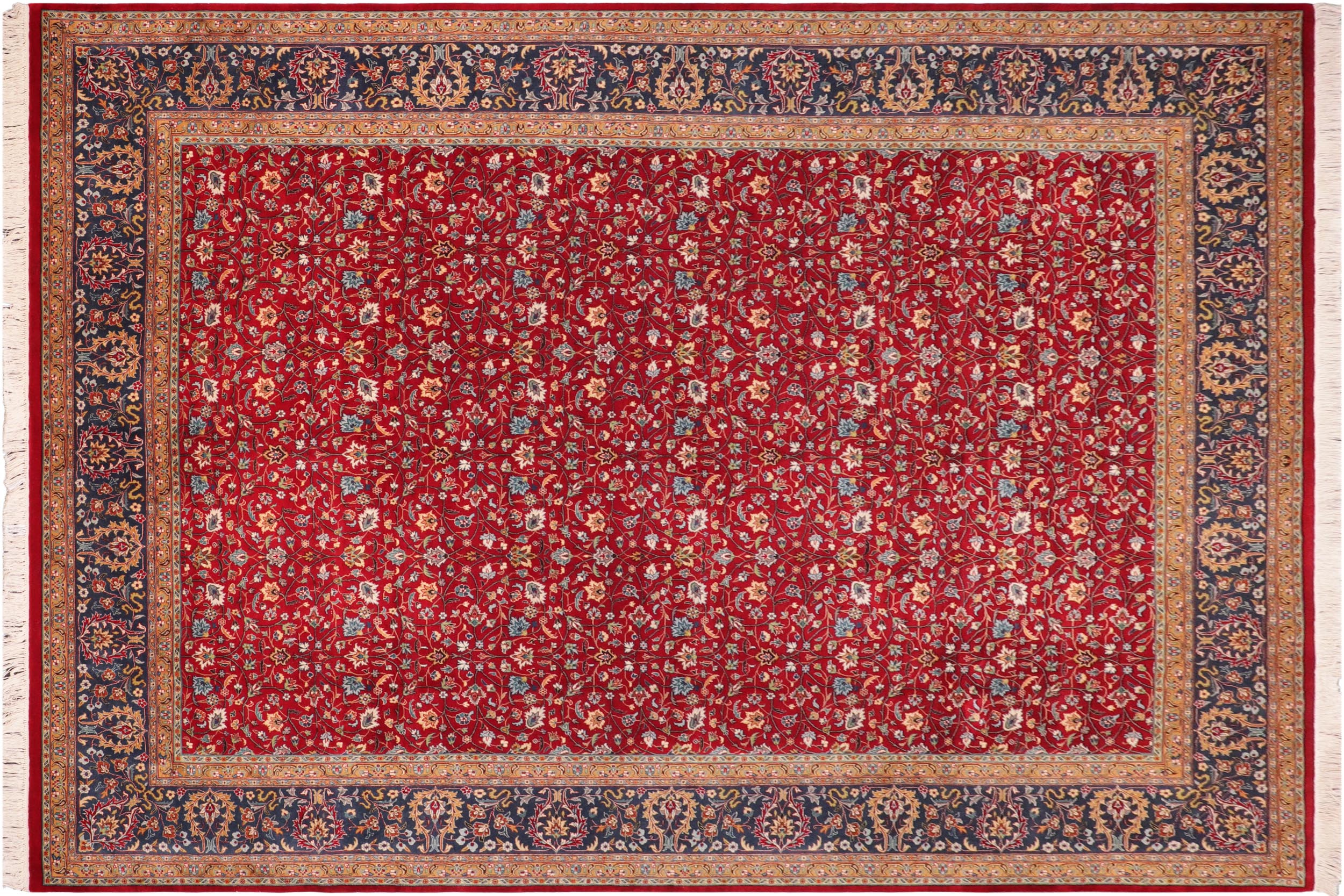 handmade Transitional  Red Teal Hand Knotted RECTANGLE 100% WOOL area rug 9x12