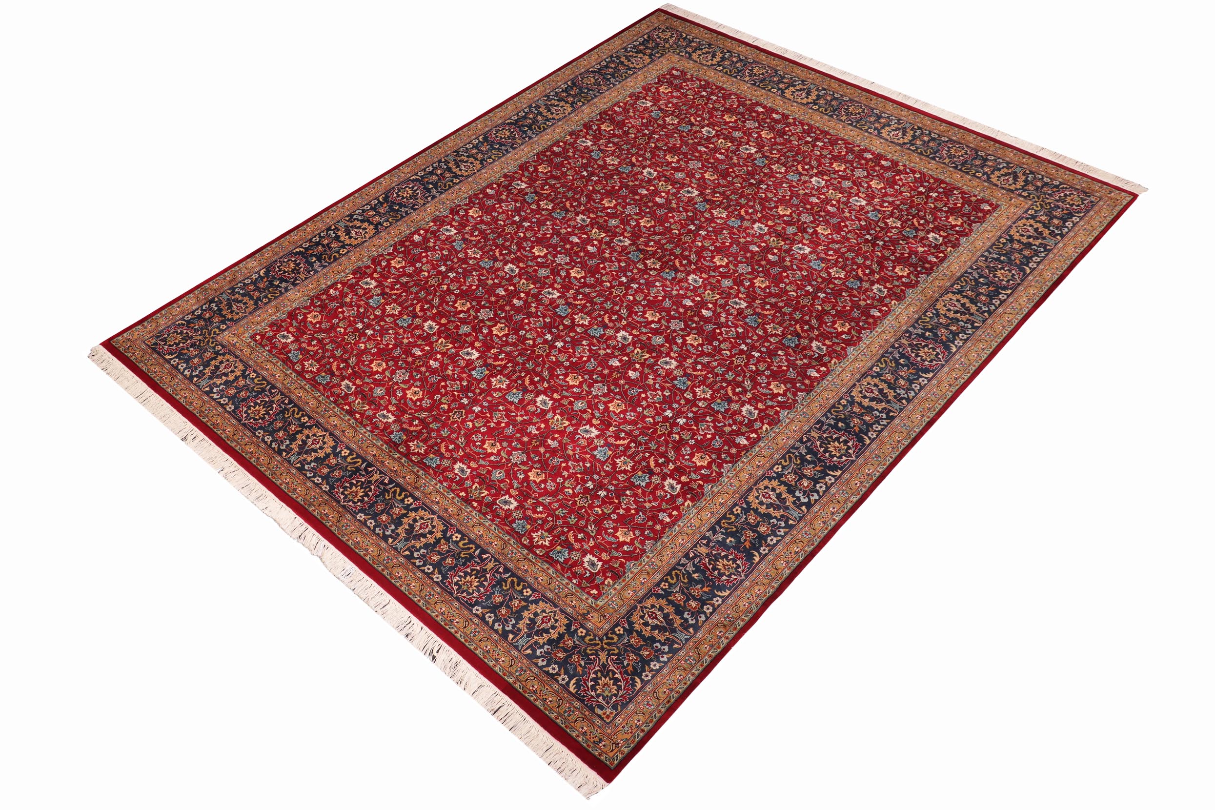 handmade Transitional  Red Teal Hand Knotted RECTANGLE 100% WOOL area rug 9x12
