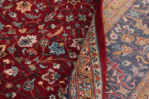 handmade Transitional  Red Teal Hand Knotted RECTANGLE 100% WOOL area rug 9x12