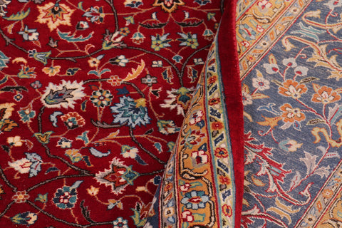 handmade Transitional  Red Teal Hand Knotted RECTANGLE 100% WOOL area rug 9x12