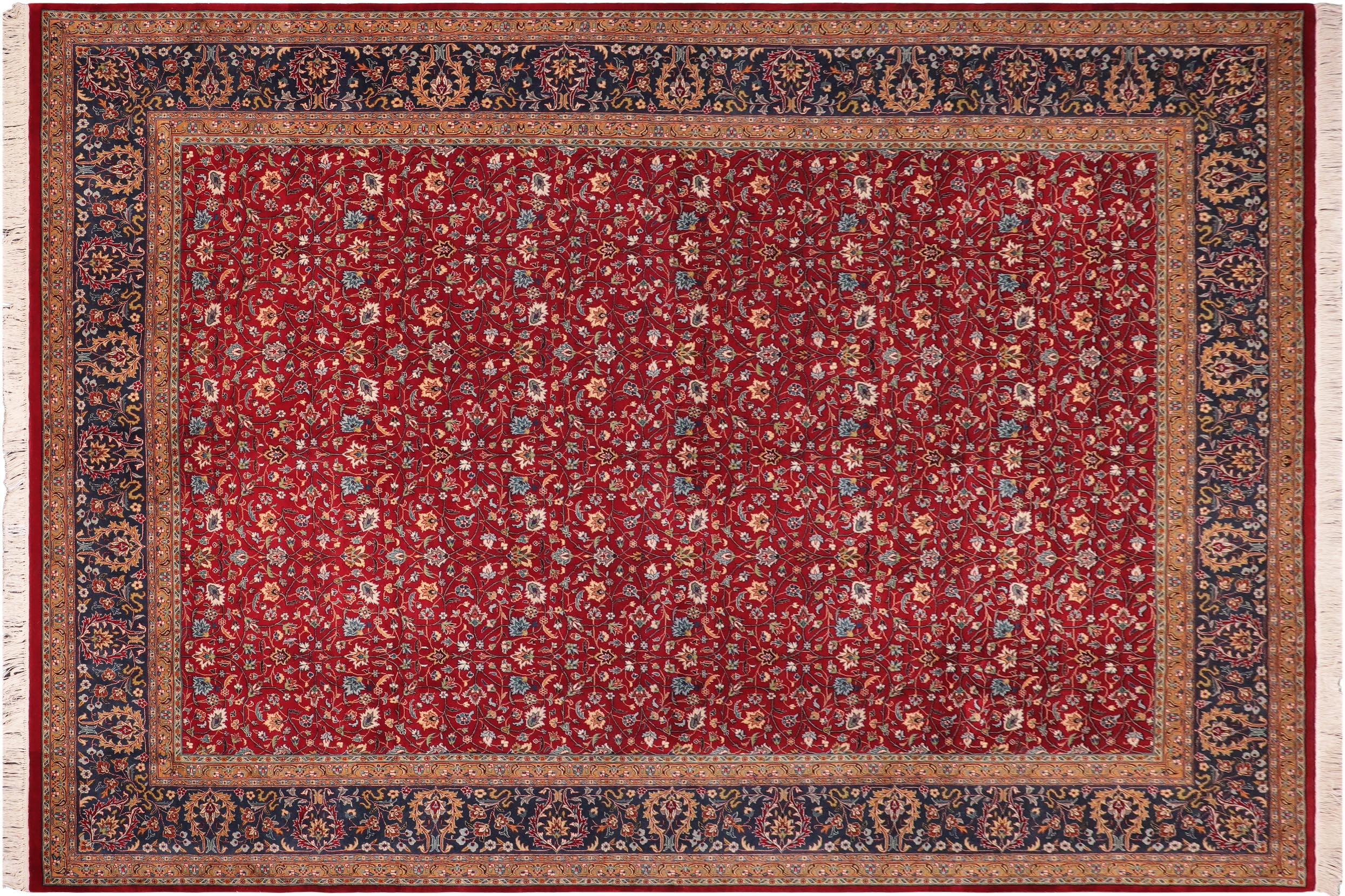 handmade Transitional  Red Teal Hand Knotted RECTANGLE 100% WOOL area rug 9x12